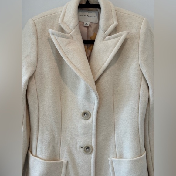 Banana Republic cream Wool Button A Line Long Coat S. Small jacket preppy C4 - Picture 4 of 9